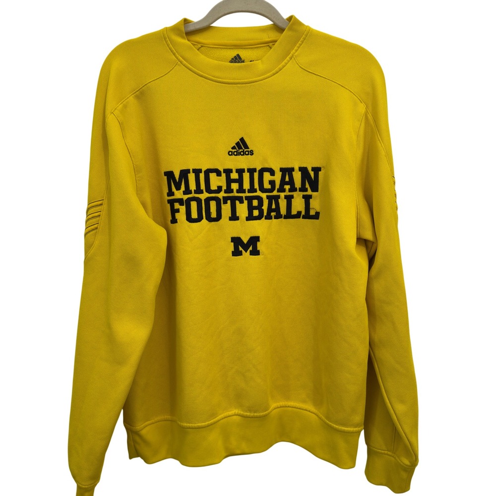 Adidas Michigan Wolverines Football Crewneck Sweatshirt Maize Mens M Gameday
